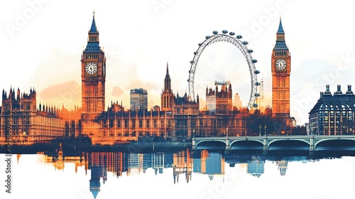 London cityscape double exposure contemporary style minimalist artwork collage illustration design 