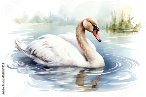 Swan swimming outdoors animal. photo