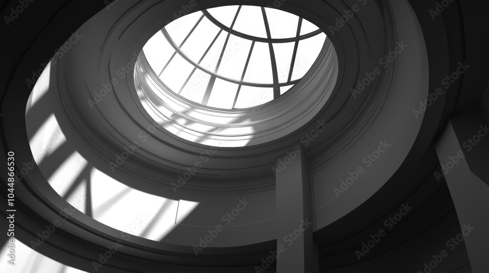 Fototapeta premium Skylight with Circular Architecture in Black and White