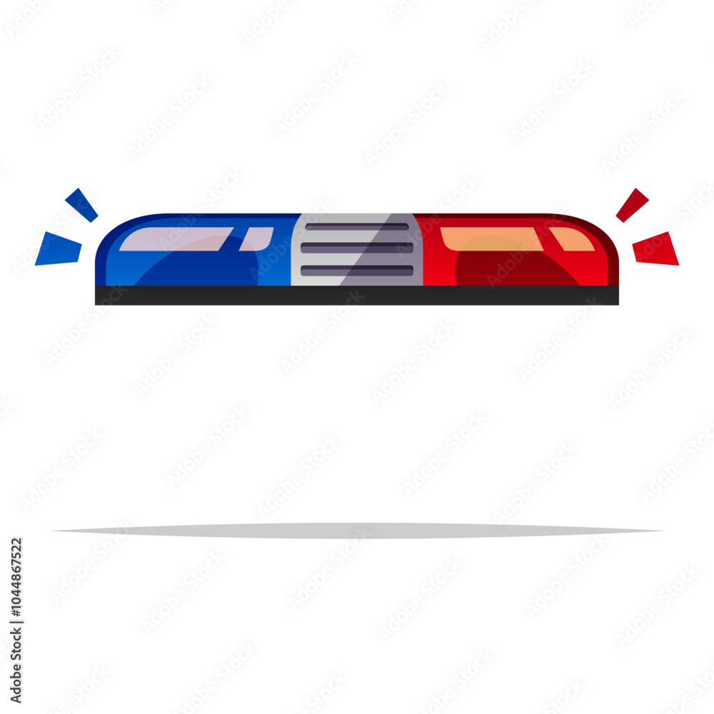 Fototapeta premium Police light bar flasher siren vector isolated illustration