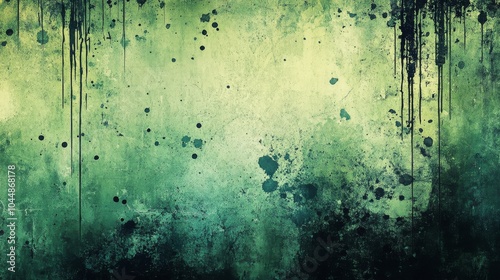 An abstract composition featuring a green background with artistic black splashes, offering a vivid display of contrast and creative expression. photo