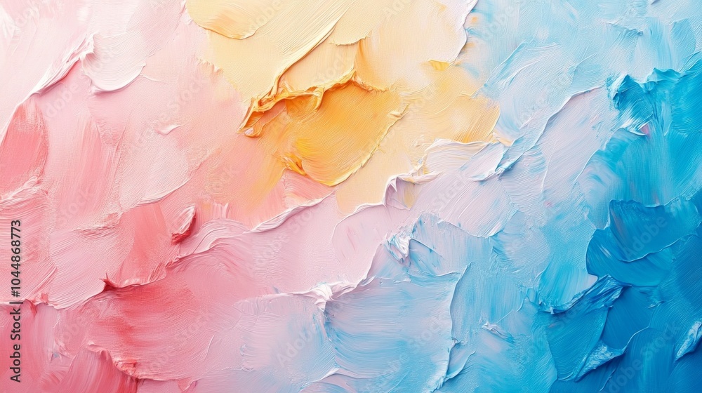 A rich and textured abstract painting with an imaginative palette of pinks, golds, and blues, evoking warmth and creativity, with bold and sweeping brush strokes. A rich and textured abstract painting with an imaginative palette of pinks, golds, and blues, evoking warmth and creativity, with bold and sweeping brush strokes.