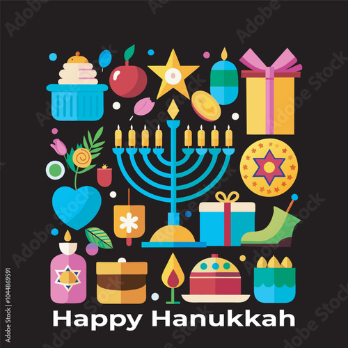 Happy Hanukkah vector illustration