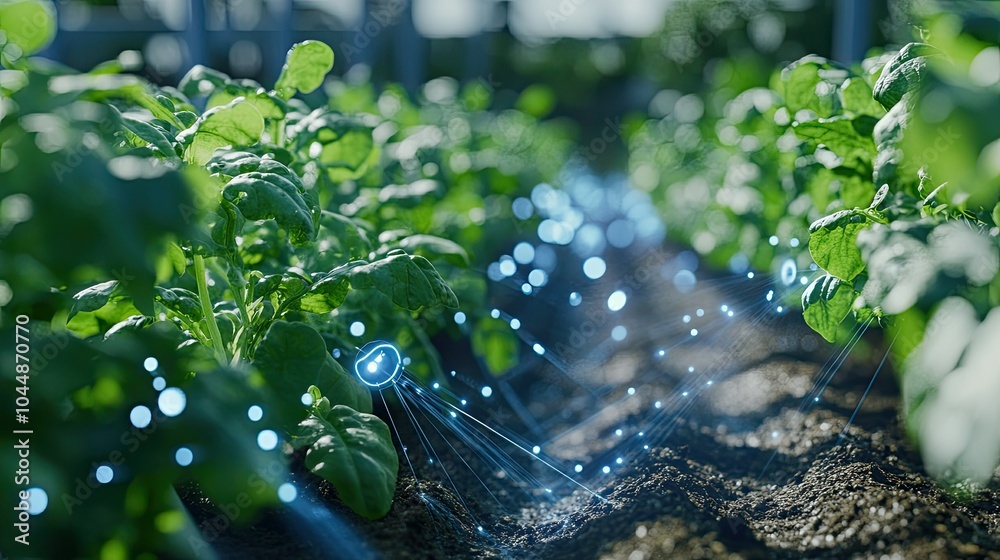 An advanced system of irrigation controlled by AI, adjusting water ...
