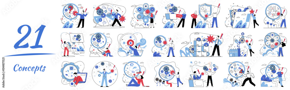 Fototapeta premium Thinking vector illustration. In realm contemplation, ideas sprout like flowers, watered by rain intelligent thinking Brainstorming is forge where raw materials ideas are shaped by hammer thoughtful