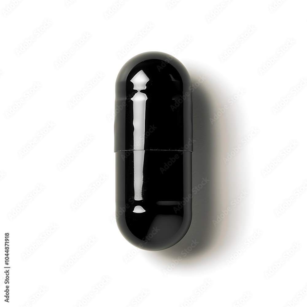 Black pill isolated on white background Black pill isolated on white background