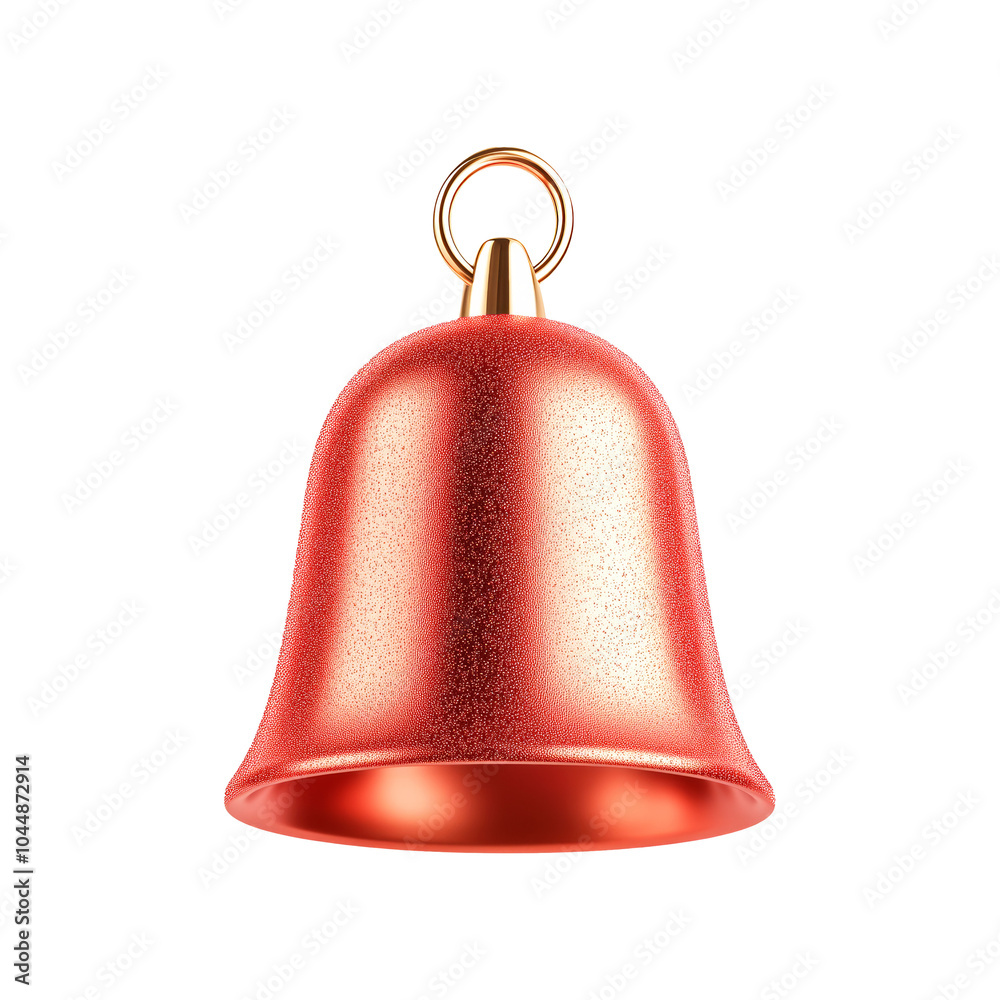 Red decorative bell with a copper top and glossy finish isolated on white background. Perfect to any Christmas setting. Red decorative bell with a copper top and glossy finish isolated on white background. Perfect to any Christmas setting.