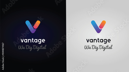 Vantage logo features a sleek, modern "V" with vibrant colors, symbolizing innovation and forward-thinking. Its minimalist, clean style enhances brand identity and visibility across digital platforms