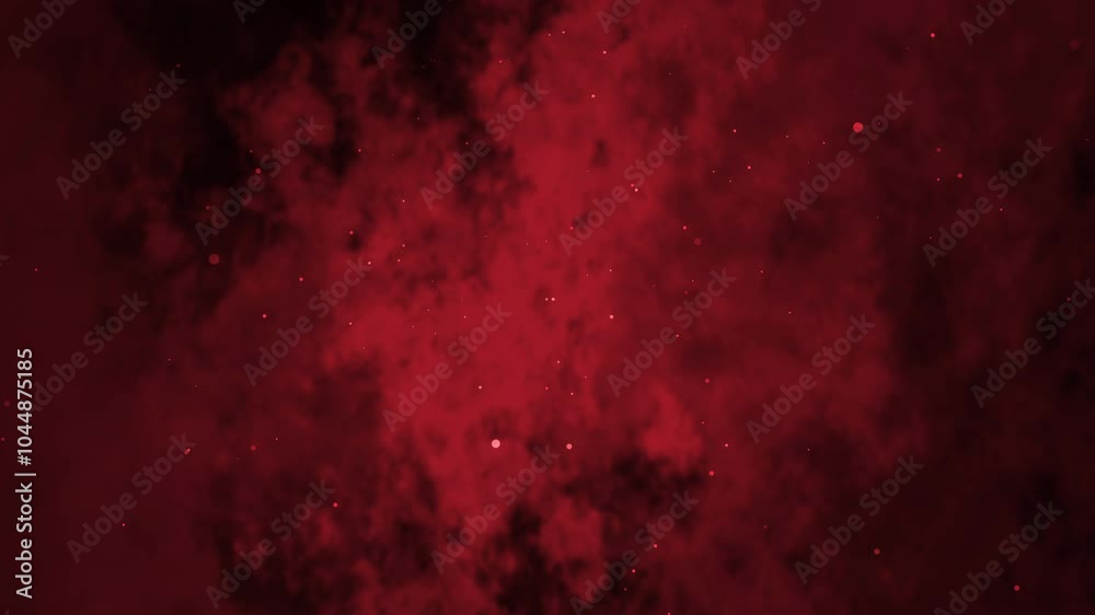 Red abstract background with swirling black smoke and red dots. Suitable for digital art, backgrounds, social media graphics, and album covers.
