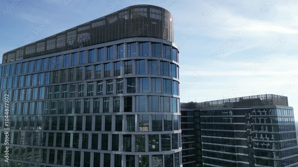 Global Office Park high-rise complex in Katowice city at morning - 4K Global Office Park high-rise complex in Katowice city at morning - 4K