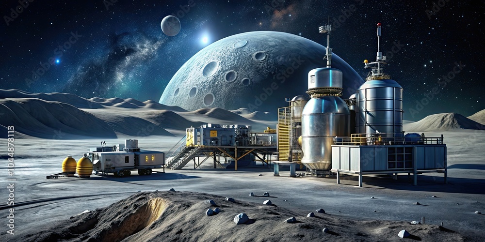 Scientific or industrial station on the moon, Moon, space, technology, research, lunar, station Scientific or industrial station on the moon, Moon, space, technology, research, lunar, station