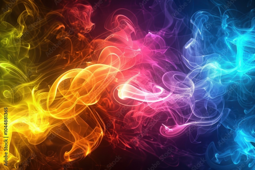 Colorful abstract smoke background swirling and mixing on black backdrop Colorful abstract smoke background swirling and mixing on black backdrop