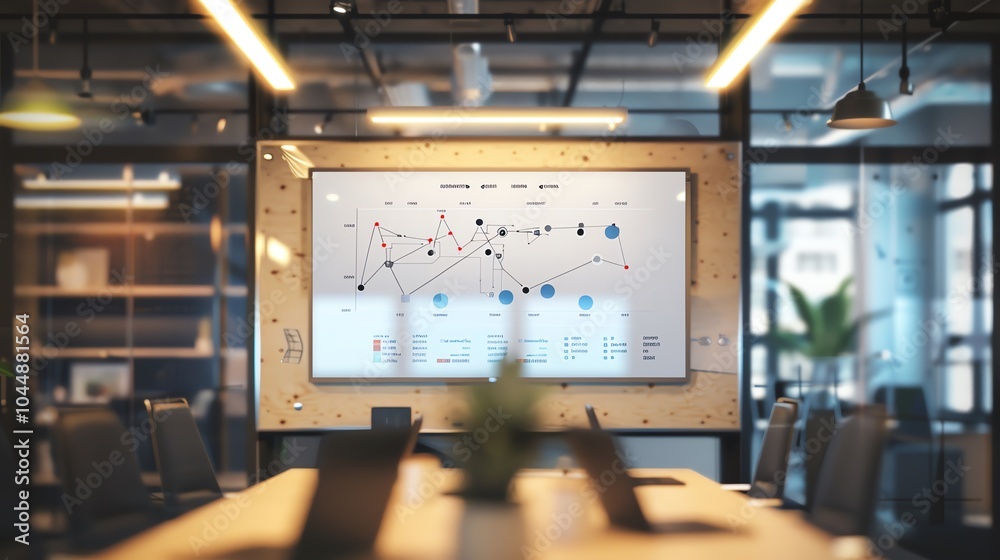 A digital whiteboard in an office setting A digital whiteboard in an office setting