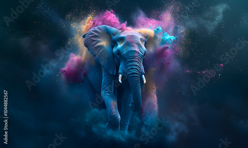 Fantasy and beautiful elephant explosion special effects, elephants, beautiful elephants, mobile wallpapers, computer wallpapers, backgrounds