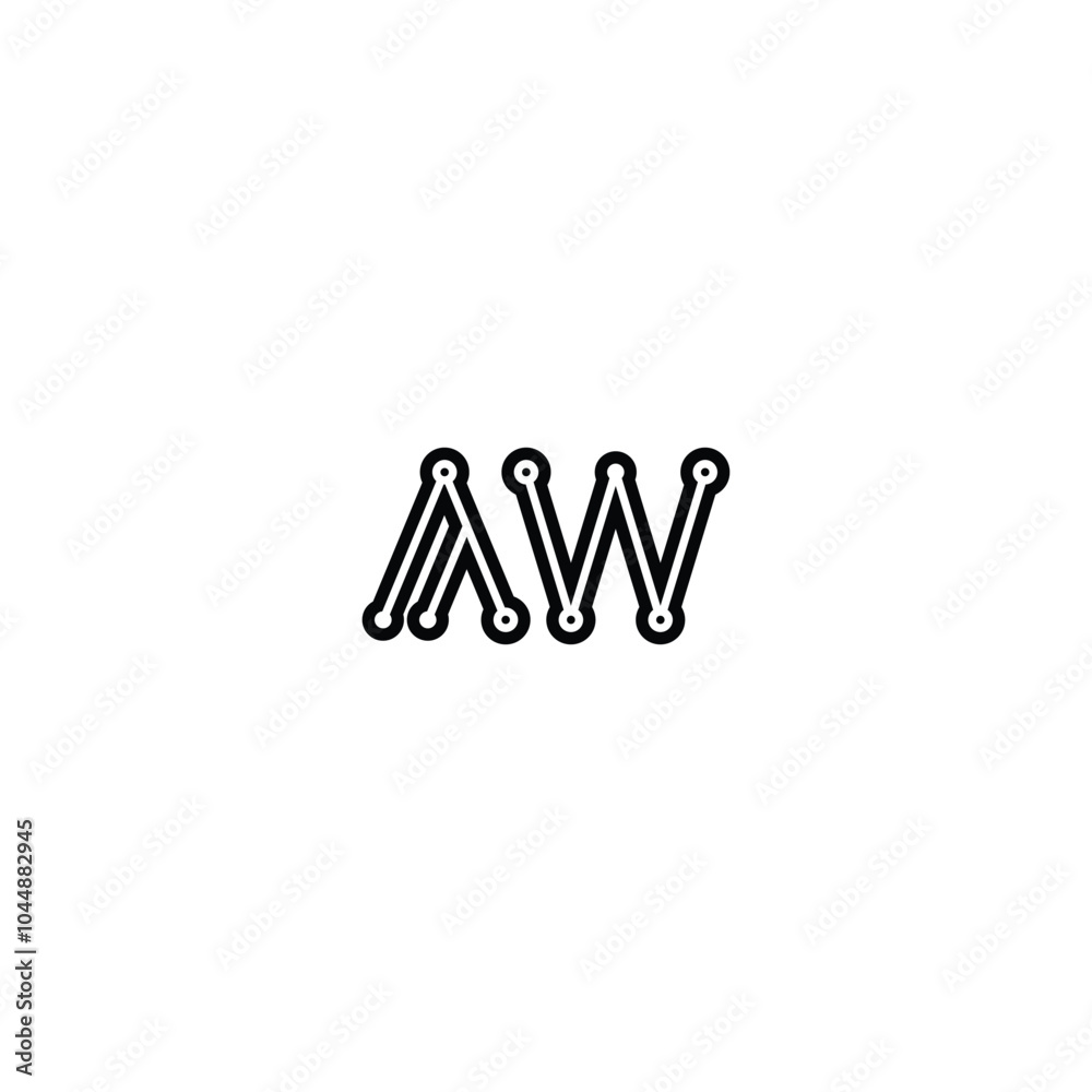 Fototapeta premium AW monogram logo design letter text name symbol monochrome logotype alphabet character simple logo