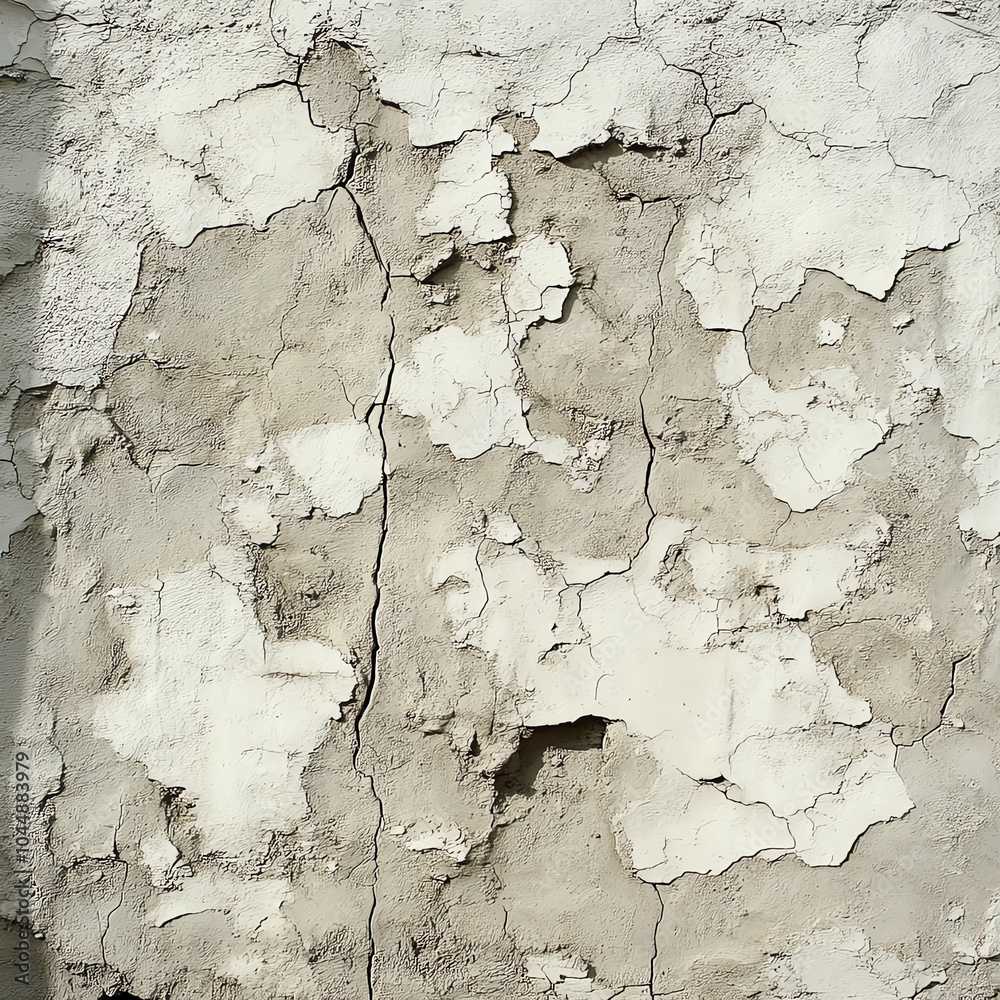 Obraz premium Close-up of weathered, peeling paint on an old wall displaying an abstract texture.
