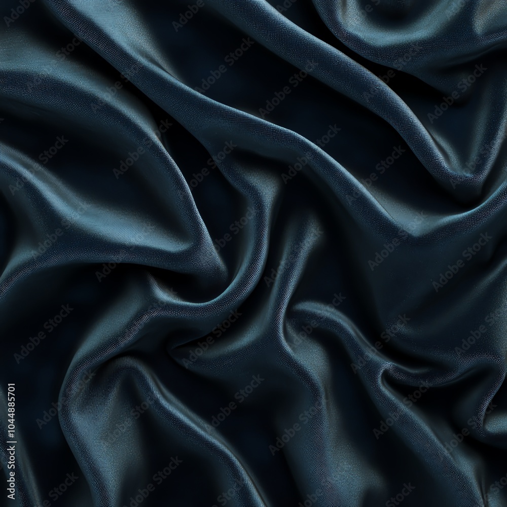 Close-up of smooth, flowing dark silk fabric with elegant folds and texture. Close-up of smooth, flowing dark silk fabric with elegant folds and texture.