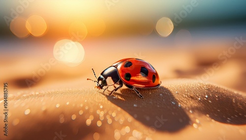 ladybird on a golden sand photo