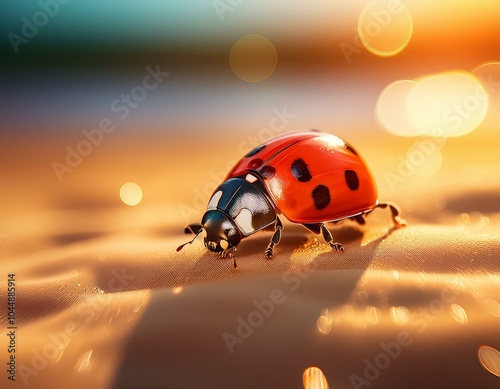 ladybird on a sunny sand photo