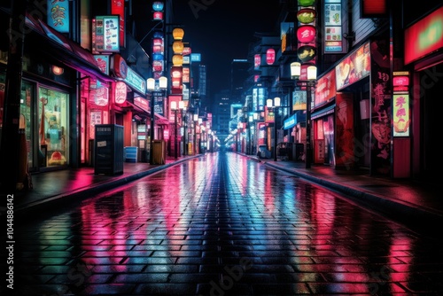 Night street in tokyo architecture metropolis nightlife.