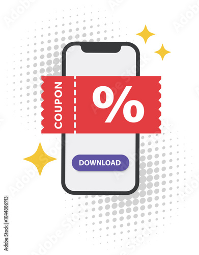 digital Voucher concept on smart phone screen.