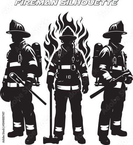 Fire man silhouette vector illustration