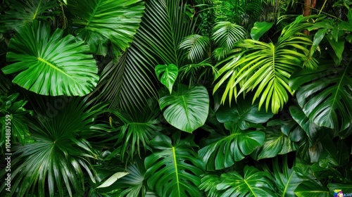 Wallpaper Mural Lush green foliage featuring various tropical leaves in a dense arrangement. Torontodigital.ca