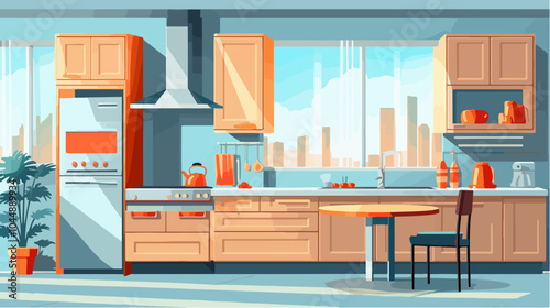 Illustration of a modern kitchen interior.