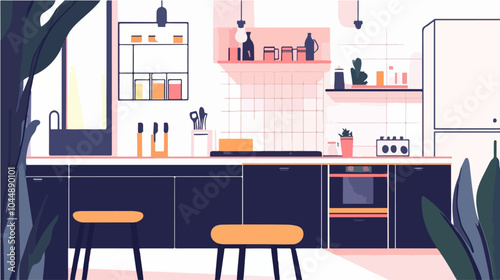 Illustration of a modern kitchen interior.