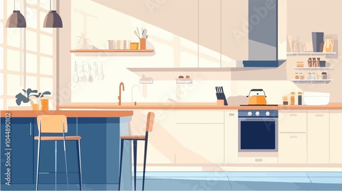Illustration of a modern kitchen interior.