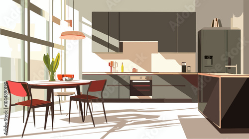 Illustration of a modern kitchen interior.