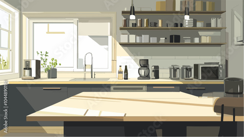 Illustration of a modern kitchen interior.