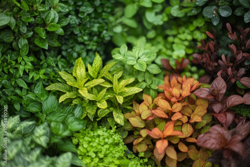 Fototapeta premium Vibrant assortment of lush green plants with varying shades and textures, showcasing natures beauty and diversity in a captivating arrangement.