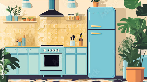 Illustration of a modern kitchen interior.
