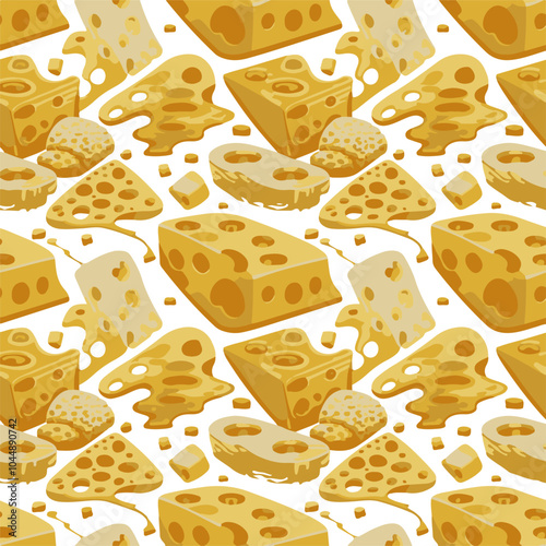 Different kind of melted cheese vector illustration