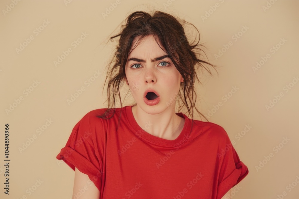 A person with an unexpected reaction, suitable for use in illustrations about surprise or shock A person with an unexpected reaction, suitable for use in illustrations about surprise or shock