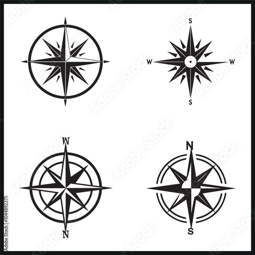 Silhouette of a Simple Compass Rose clipart