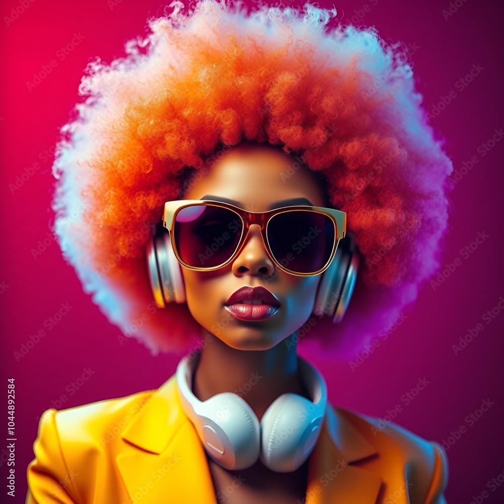 Digital Artwork of an African Woman Immersed in Music Digital Artwork of an African Woman Immersed in Music