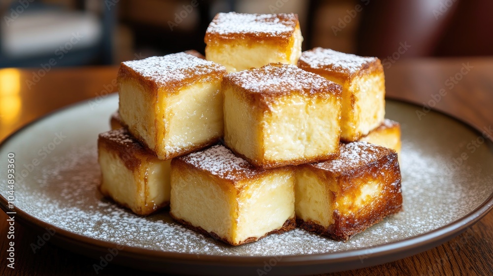 Delicious Square Cheesecake Slices on a Plate Delicious Square Cheesecake Slices on a Plate