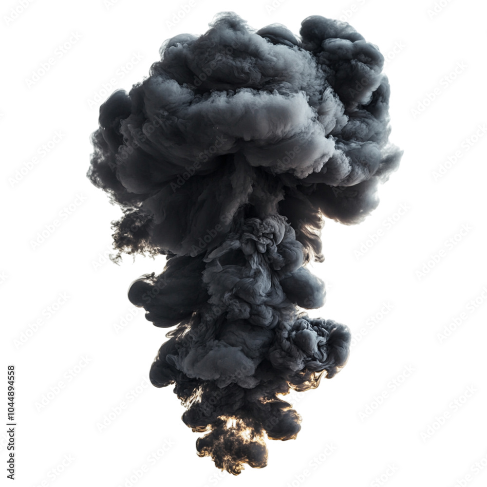 Black smoke plumes from explosion isolated background Black smoke plumes from explosion isolated background