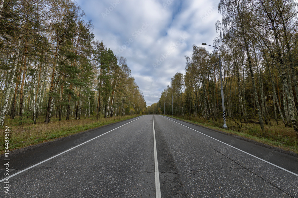 Fototapeta premium A road with trees in the background