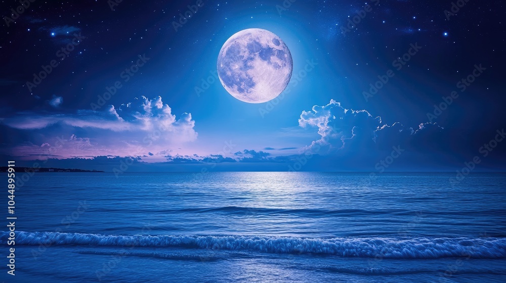 Serene Moonlit Ocean Scene at Night Serene Moonlit Ocean Scene at Night