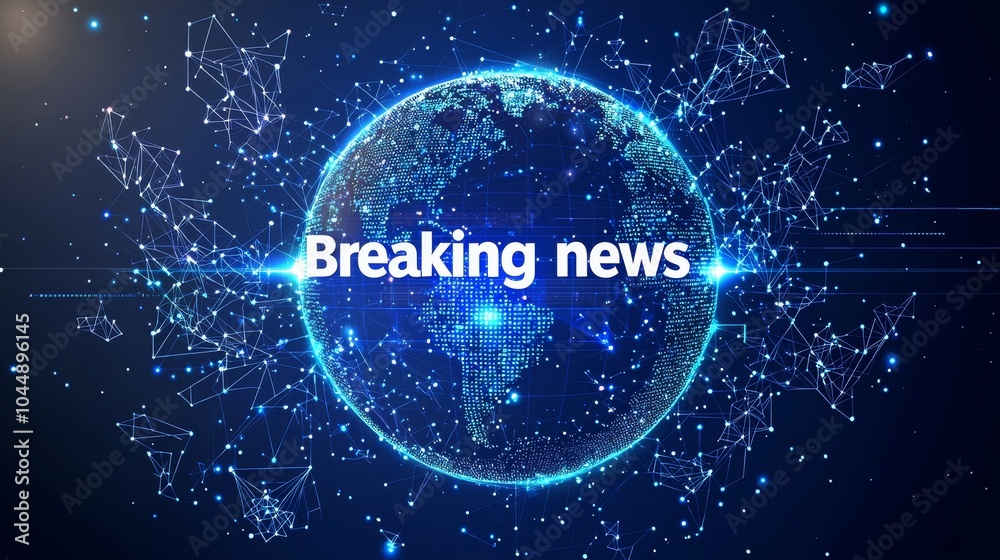 Breaking news in modern background with globe icon in blue background Breaking news in modern background with globe icon in blue background
