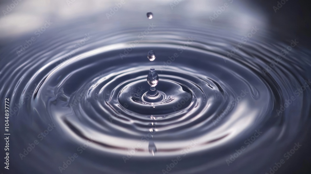 Water Drop Creating Ripples on Still Surface Water Drop Creating Ripples on Still Surface