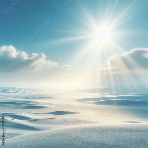 Snowy landscape on a sunny winter day