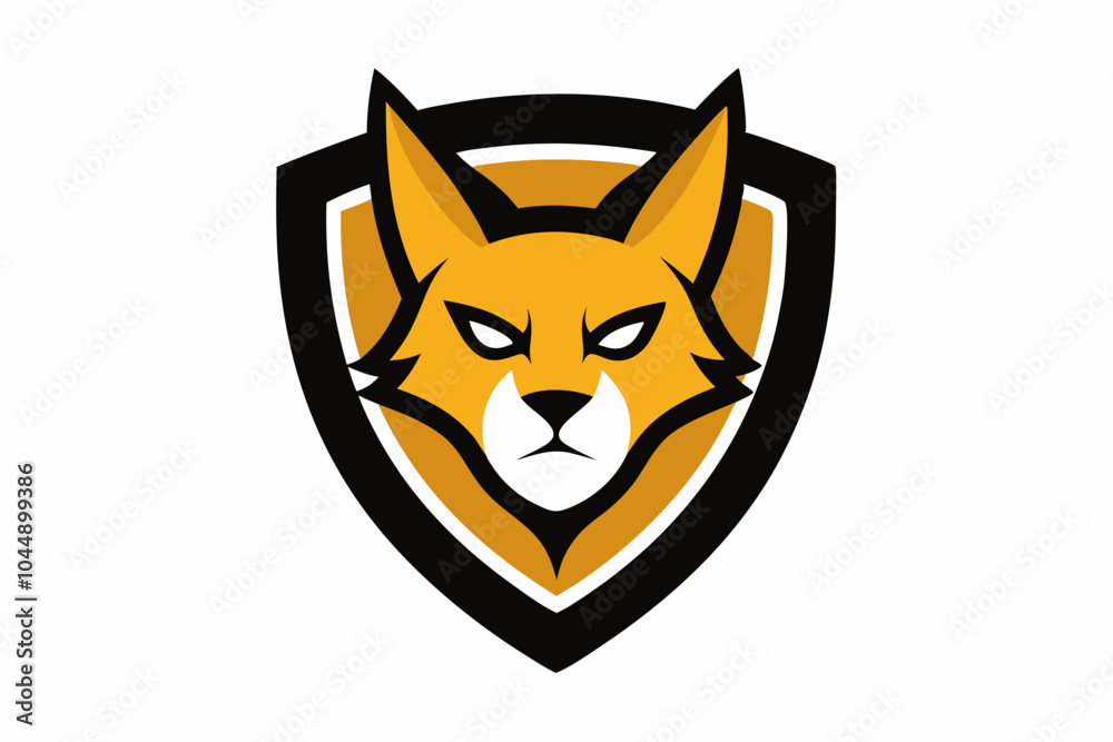 Cat head mascot vector logo design vector illustration with shield on white Cat head mascot vector logo design vector illustration with shield on white