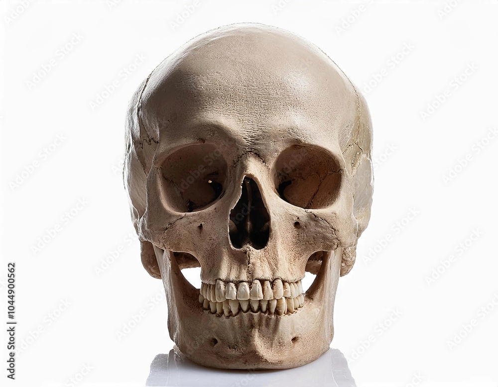 human skull isolated on white background, front view of natural human skull on isolated background human skull isolated on white background, front view of natural human skull on isolated background