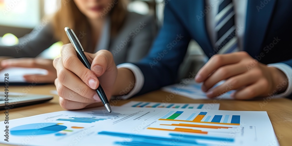 Business Professionals Analyzing Data Reports
