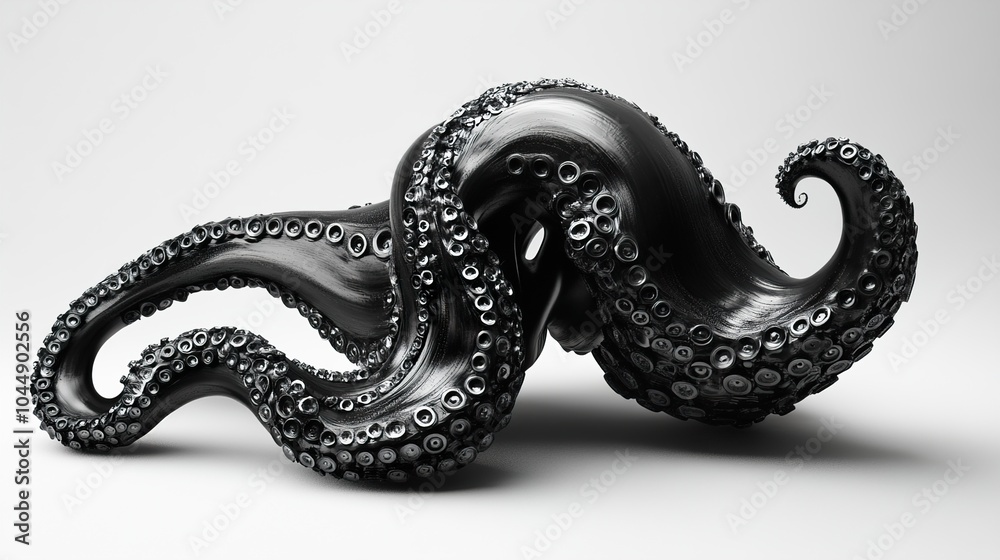 Obraz premium Black Octopus Tentacles - Abstract 3D Render