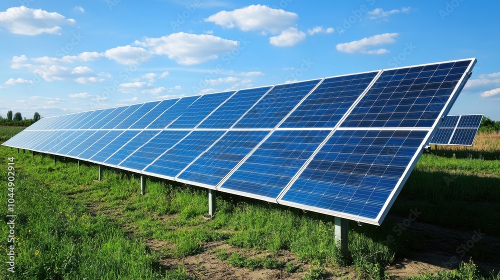 Solar Farm: A cascade of solar panels captures sunlight in rural areas. Solar Farm: A cascade of solar panels captures sunlight in rural areas.